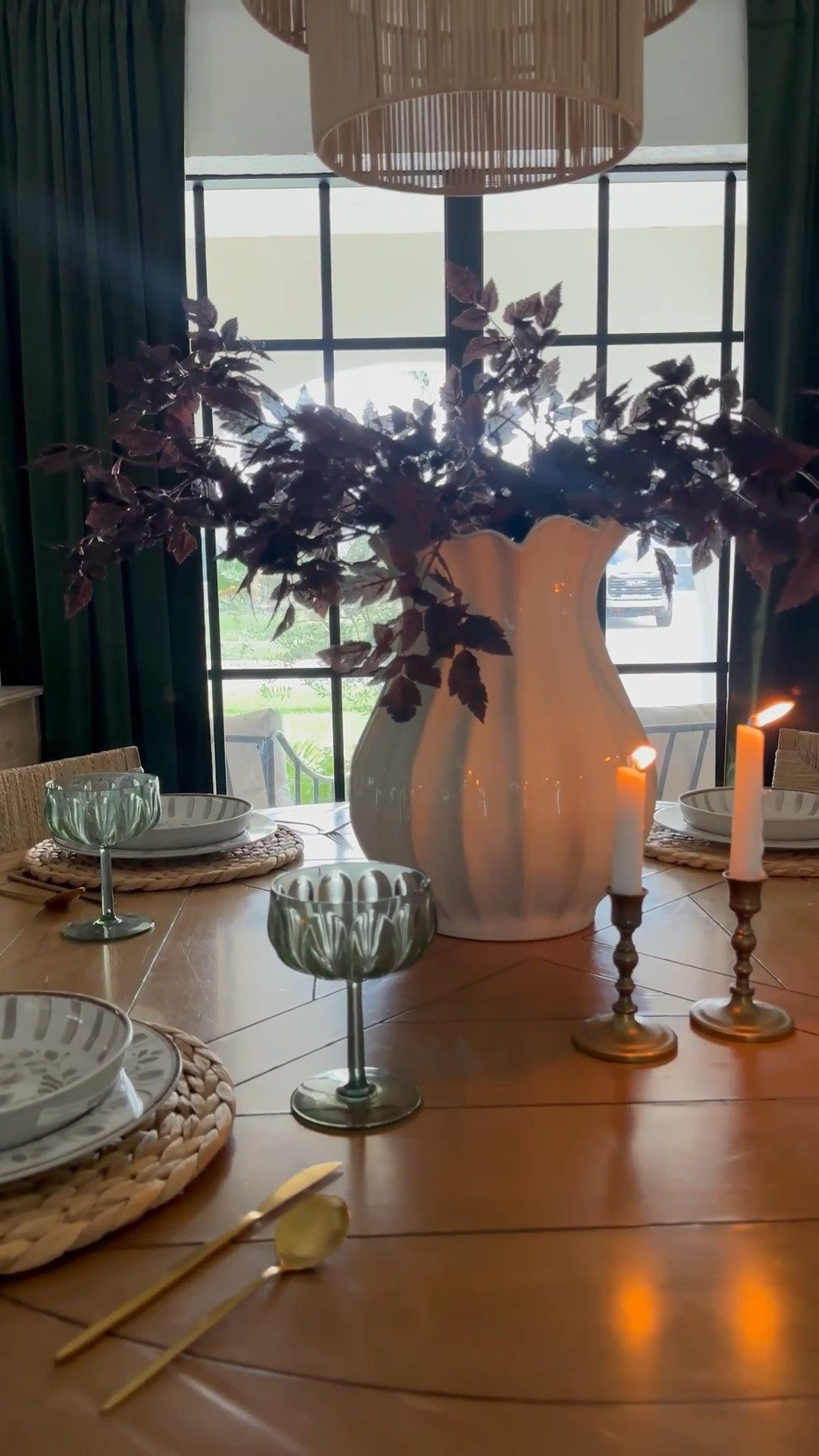 Fall dining room table and table setting. Green coupe glasses.

Fall decor 
Fall table setting 
Kitchen table
Home decor
Target 
Magnolia 
McGee 
Pottery barn 
Anthropology 
Walmart 
Amazon 
Home decor
Cozy cottage 
Dining chairs 
Thanksgiving 
Holiday table 
Fall stems 
Vintage
Moody
Fall kitchen 
Breakfast nook 
Round table

#LTKSeasonal #LTKHome #LTKSaleAlert