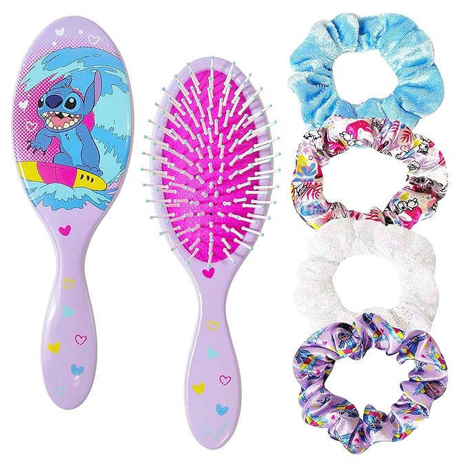 LUV HER Lilo & Stitch Hair Accessory 5 Pcs Set - 1 Regular 9 inch Stitch Hairbrush & 4 Scrunchies... | Amazon (US)