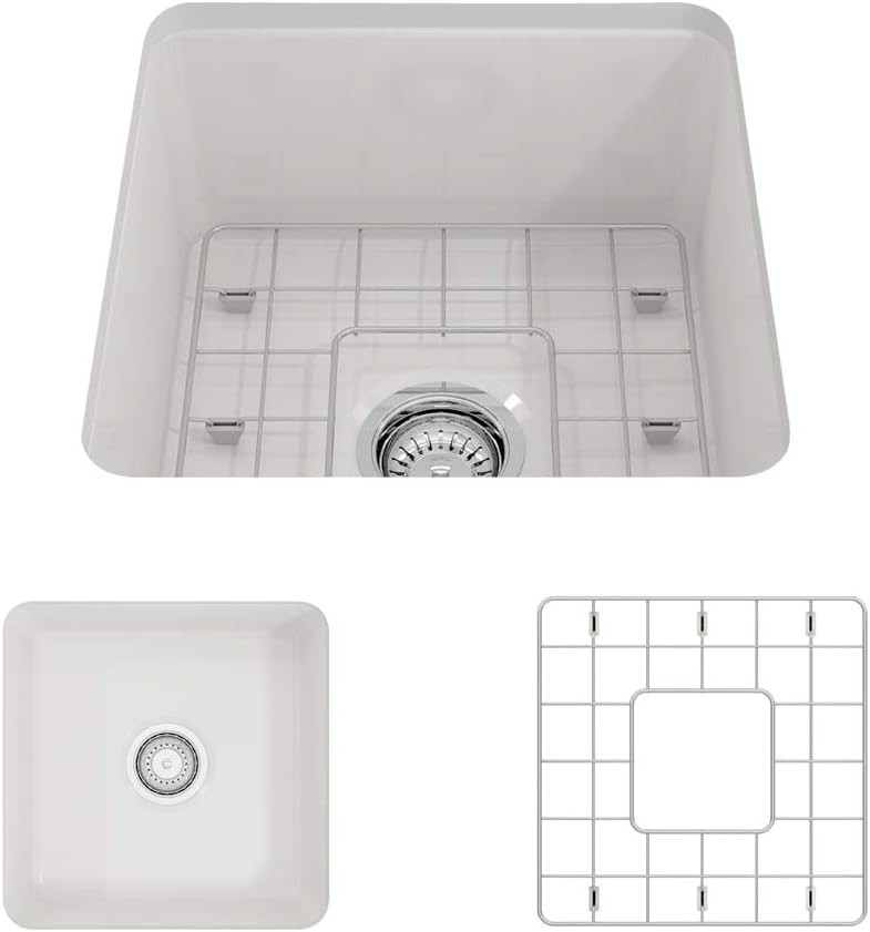 BOCCHI 1359-001-0120 Sotto Undermount Fireclay 18 in. Single Bowl Kitchen Sink with Protective Bo... | Amazon (US)