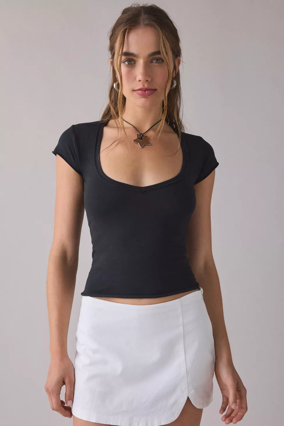 Out From Under Cotton Compression V-Neck Tee | Urban Outfitters (US and RoW)