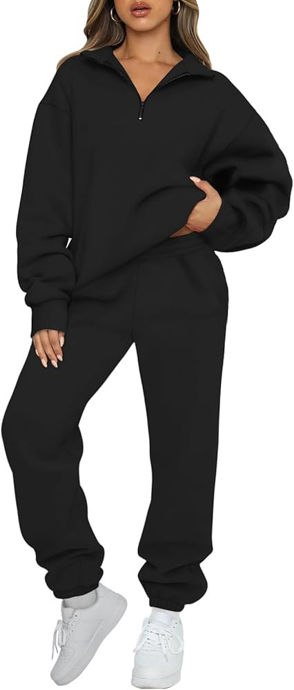 AUTOMET Women's Sweatsuits 2 Piece Outfits Lounge Sets Long Sleeve Half Zip Pullover and Baggy Sw... | Amazon (US)