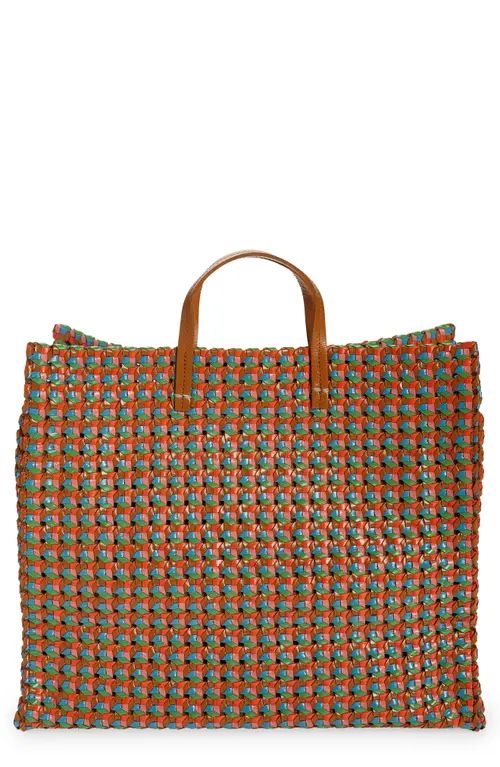 Clare V. Simple Woven Leather Tote in Natural W Multi Rattan at Nordstrom | Nordstrom