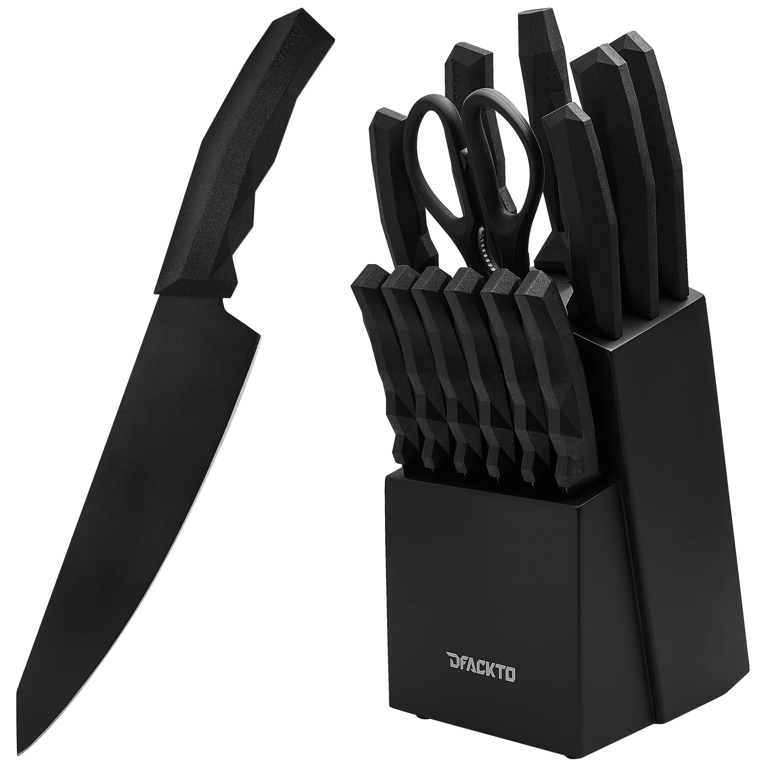 15 Piece Kitchen Knife Block Set, Full Tang, High Carbon Stainless Steel, Geometric Modern Handle... | Amazon (US)
