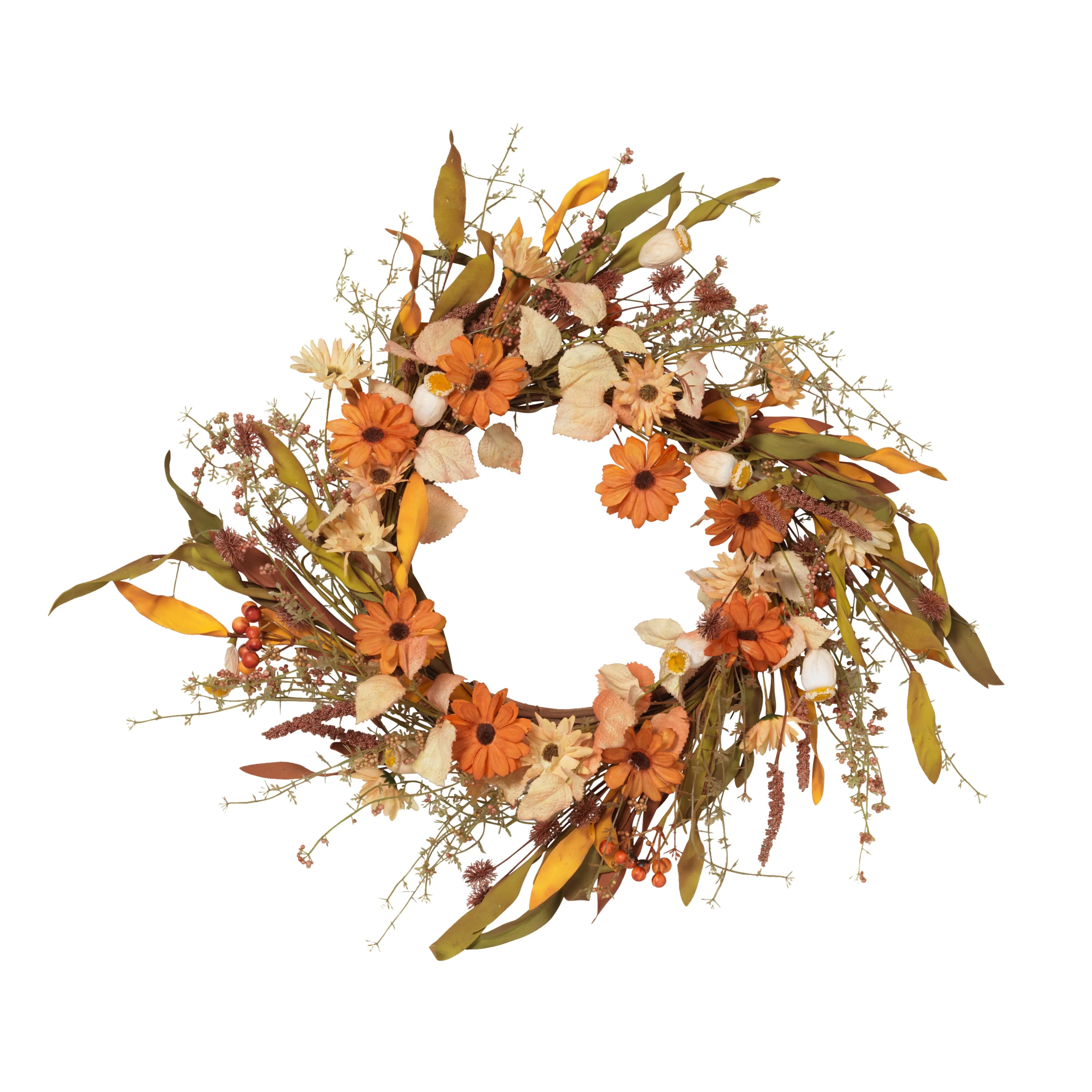 Gerson 22-Inch Diameter Harvest Wreath with Fall Flowers and Berries | Walmart (US)