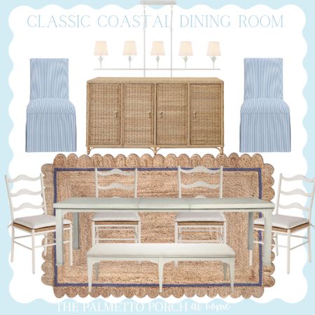 Classic coastal dining room design | rattan | white | blues

#LTKhome