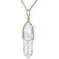 JADENOVA Full Wire Wrapped Energy Healing Crystal Gemstone Pendant Necklace 18" Stainless Steel C... | Amazon (US)