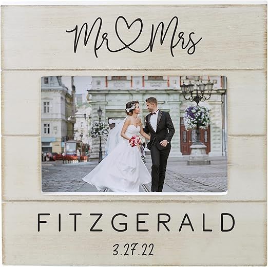 Personalization Universe Infinite Love Personalized Wedding Shiplap Picture Frame - (4" x 6" Hori... | Amazon (US)