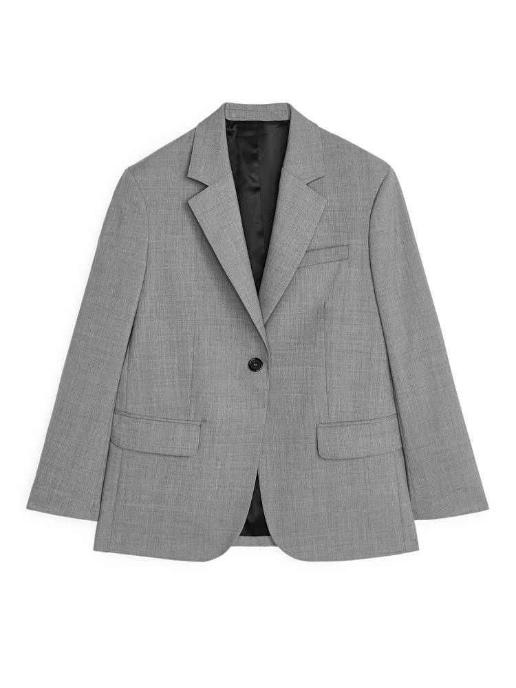 Oversized Wool Hopsack Blazer | ARKET