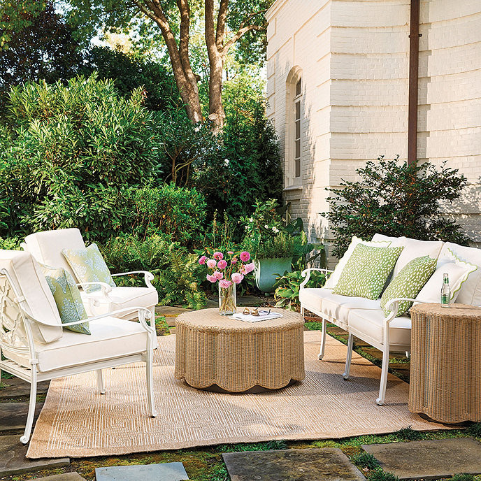 Lyra Resin Wicker Scalloped Side Table for Outdoor | Ballard Designs, Inc.