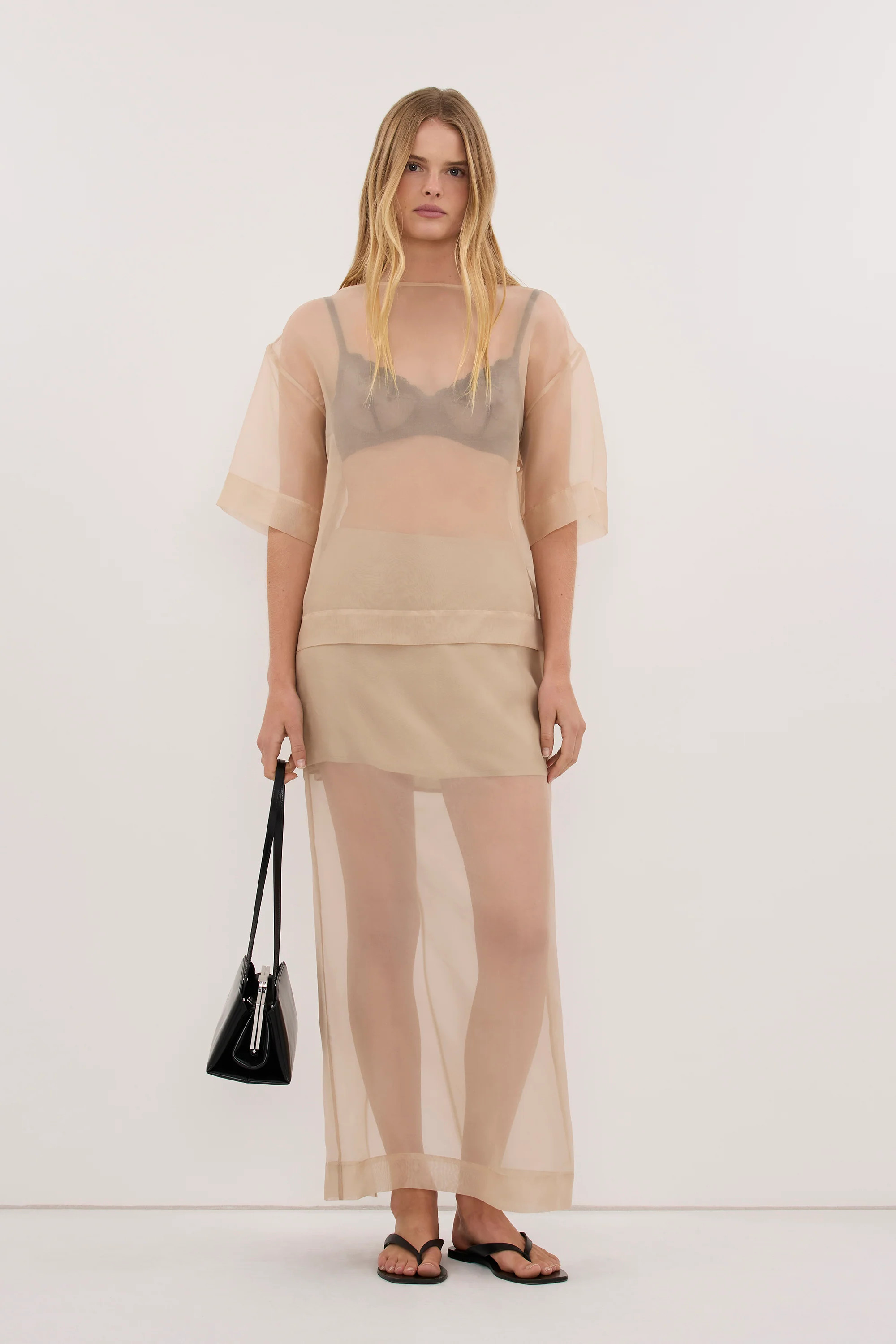 SIAN GOLD SILK ORGANZA TEE | DISSH