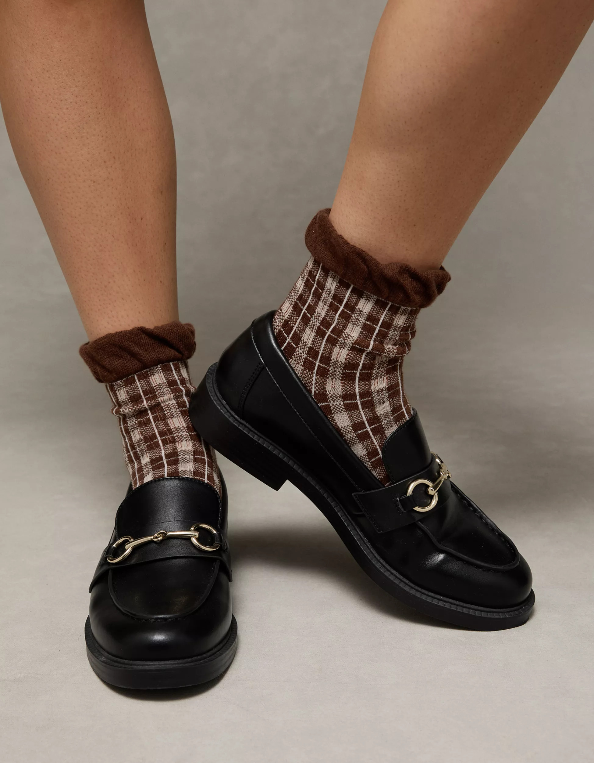 AE Plaid Ruffle Cropped Crew Socks 2-Pack | American Eagle Outfitters (US & CA)