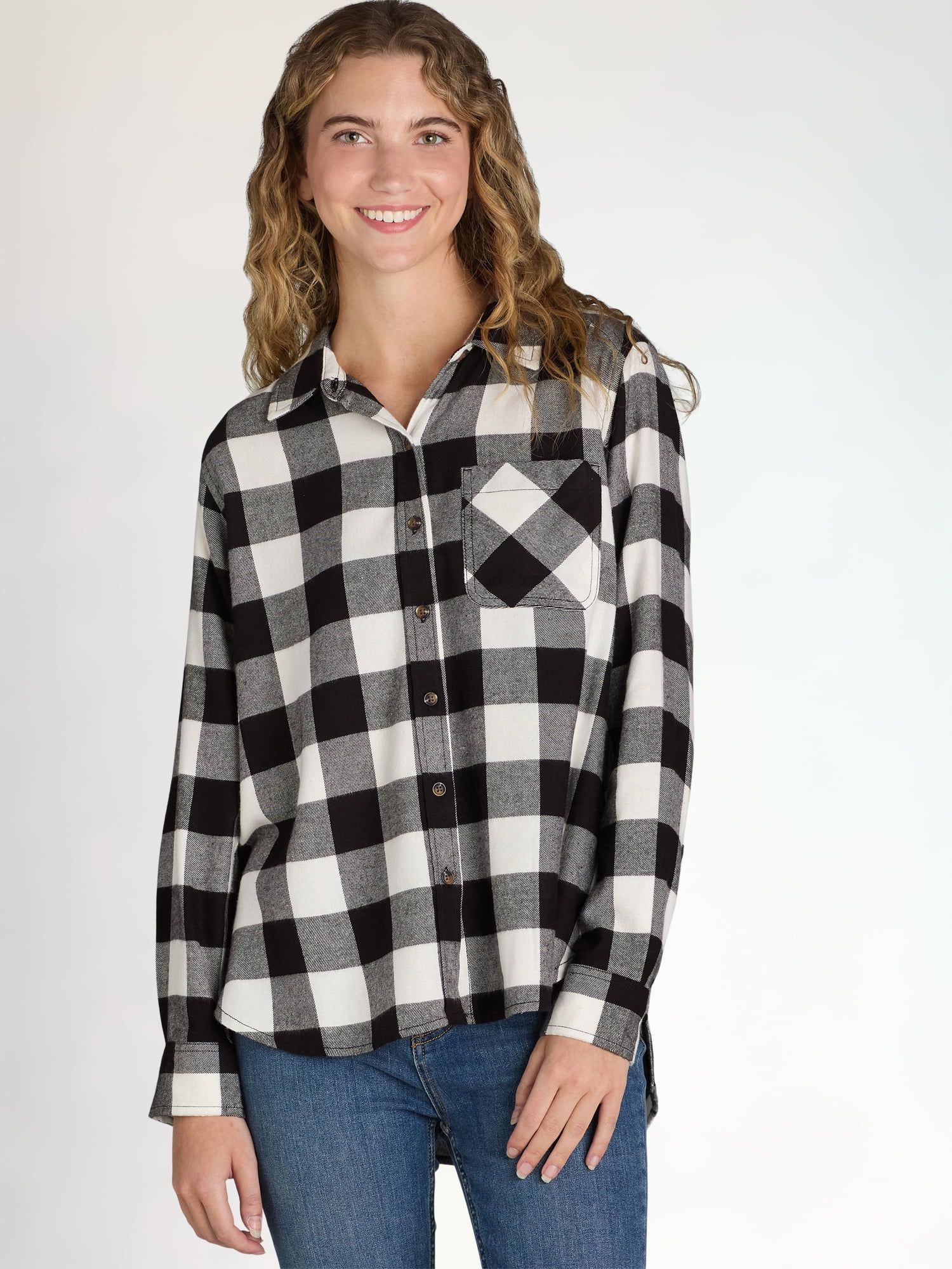 Time and Tru Women's Flannel Shirt, Christmas Shirt, Christmas Top, Walmart XMAS | Walmart (US)