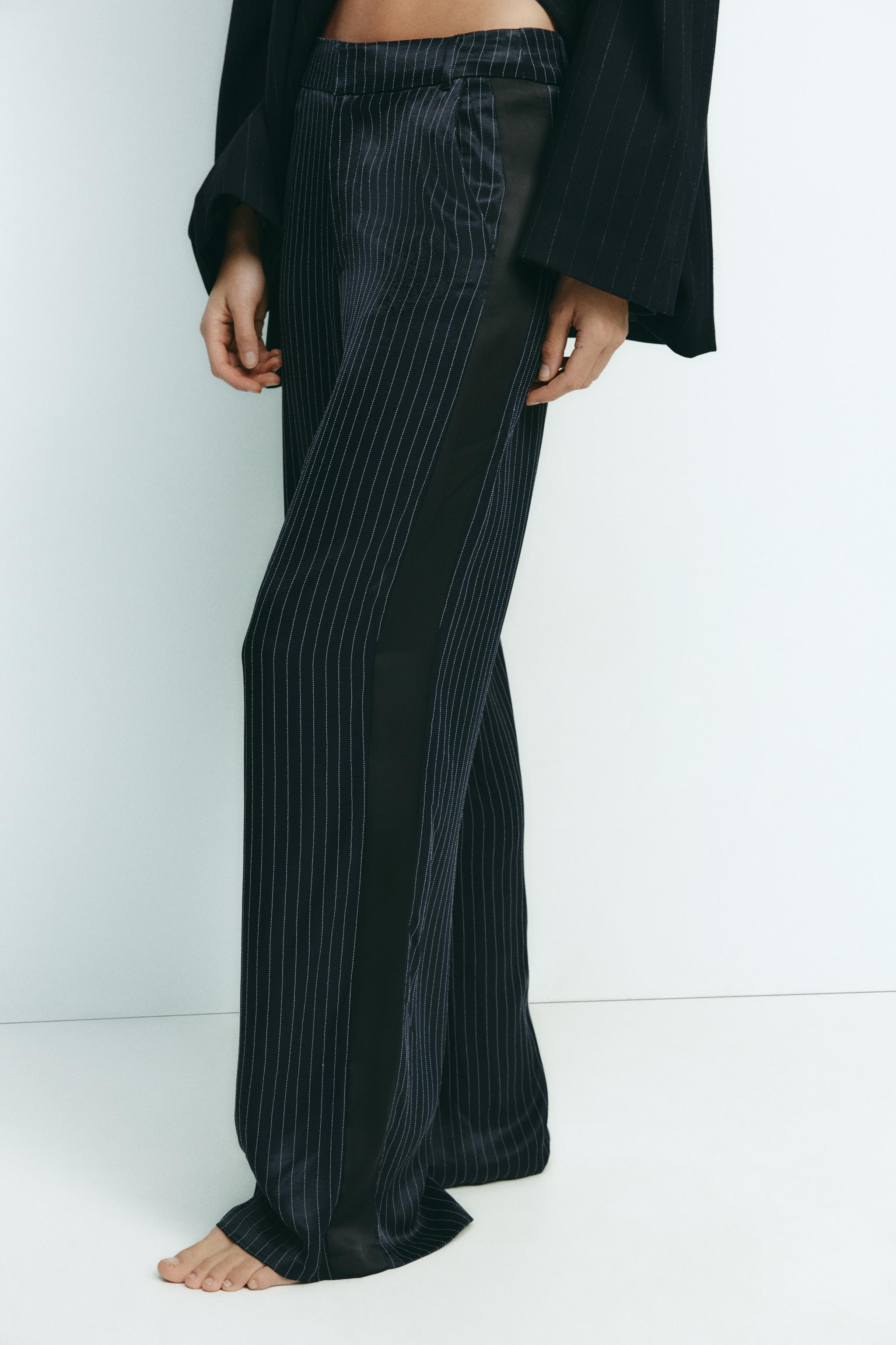 SATIN PINSTRIPE PANTS | Zara US