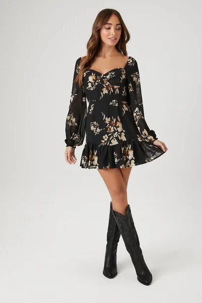 Chiffon Floral Print Mini Dress | Forever 21
