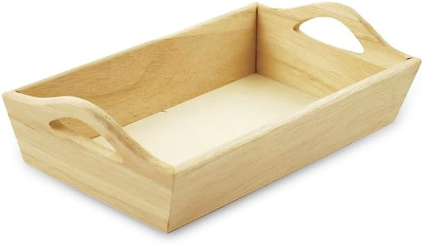 Multicraft Imports Paintable Wooden Tray with Handles, 8-1/8 by 4-5/8 by 2-1/8-Inch | Amazon (US)