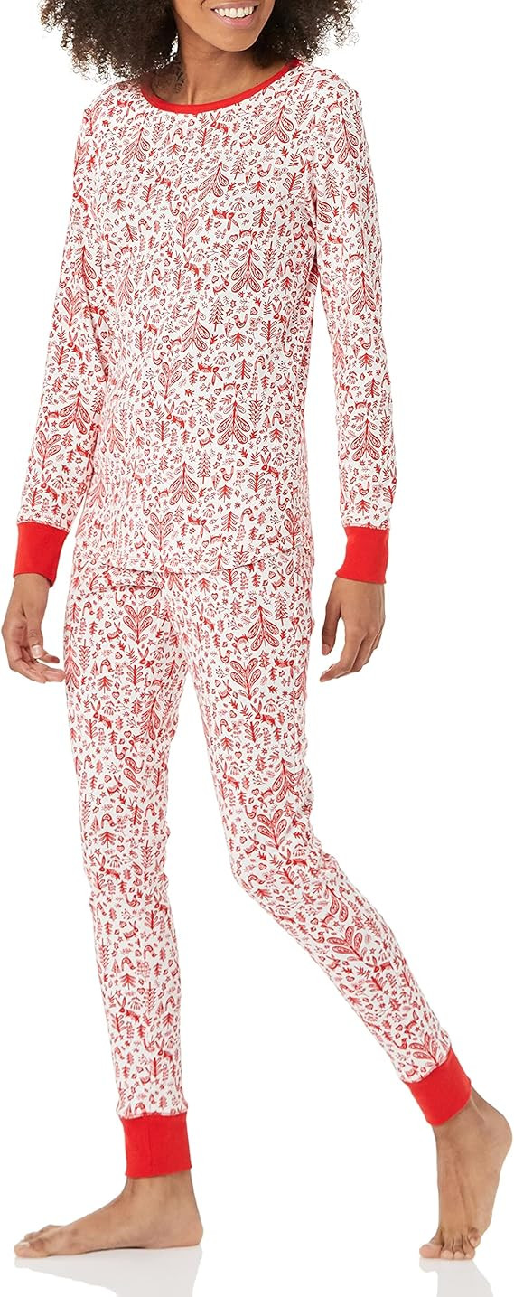 Amazon Essentials Women's Snug-Fit Cotton Pajama Set (Available in Plus Size) | Amazon (US)