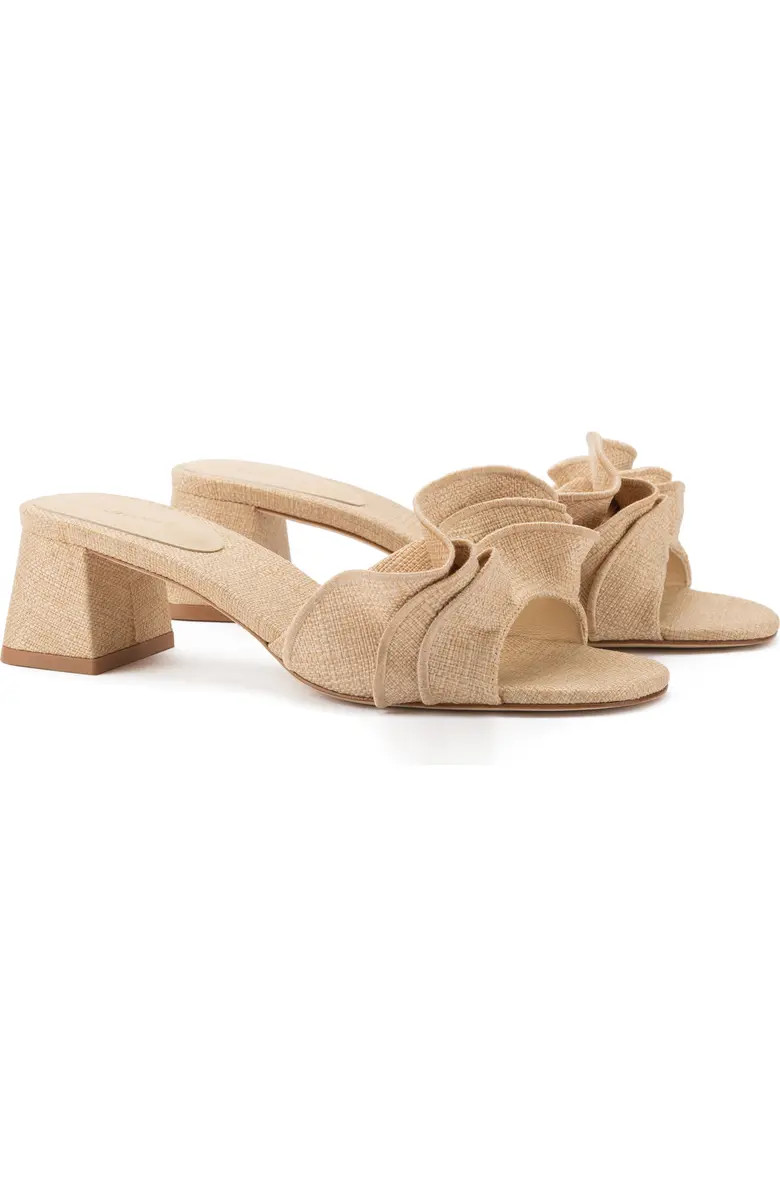 Larroudé Brigite Ruffle Raffia Sandal (Women) | Nordstrom | Nordstrom