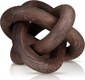 3 Link Wood Knot Decor Rustic Home Décor Accents Hand Carved Coffee Table Decoration, Boho Chain... | Amazon (US)