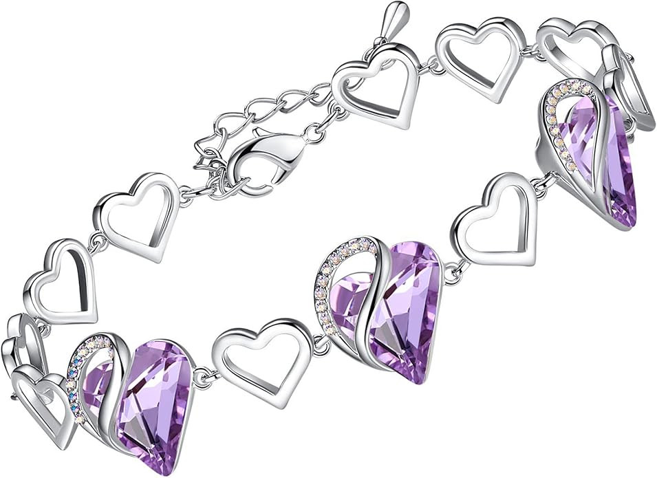 Leafael Infinity Love Heart Link Bracelets, Birthstone or Healing Stone Crystal Bracelet for Wome... | Amazon (US)