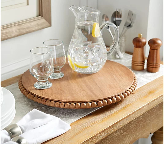 16.5" Beaded Wooden Lazy Susan Display by Valerie - QVC.com | QVC