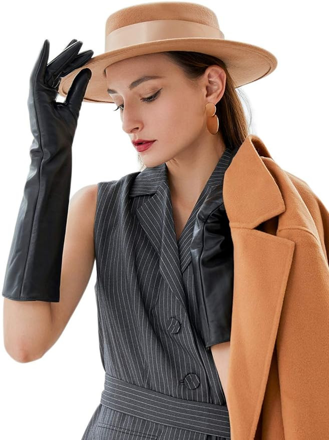 VIKIDEER Elegant Winter Black Long Leather Gloves for Women Full Touchscreen Womens Ladies Warm L... | Amazon (US)