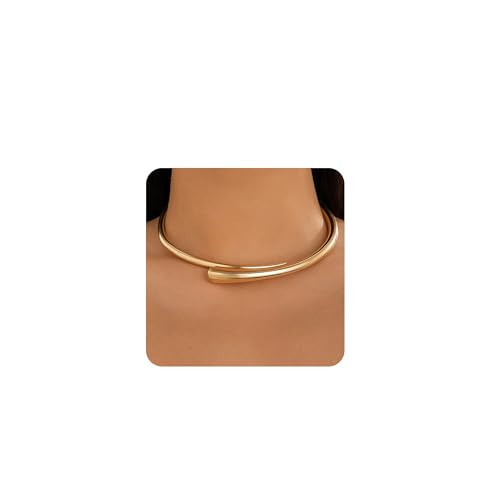 HUAYUNFANG Gold Chunky Choker Collar Necklace For Women Gold Statement Necklaces Geometric Teardrop Choker Necklace Hinged Open Necklaces Jewelry | Amazon (US)