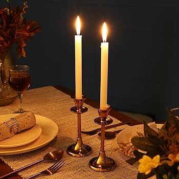 Rely+ Set of 2 Sturdy Metal Candle Stand - Gold Taper Candle Holders - Candlestick Holders - Deco... | Amazon (US)