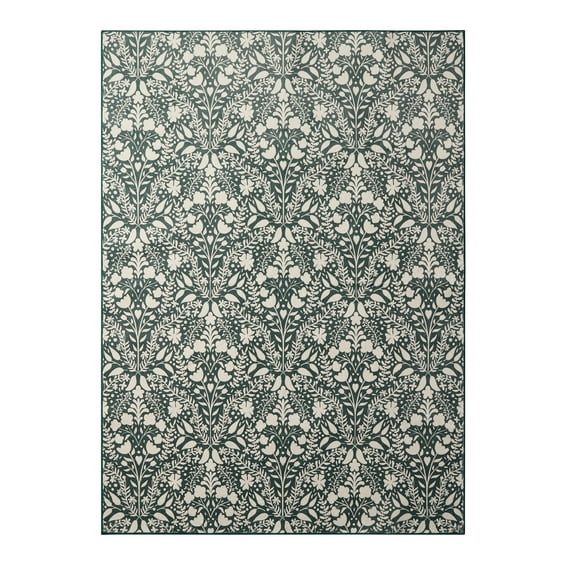 My Texas House Green Floral Faux Fur Washable Indoor Area Rug, 5' x 7' | Walmart (US)