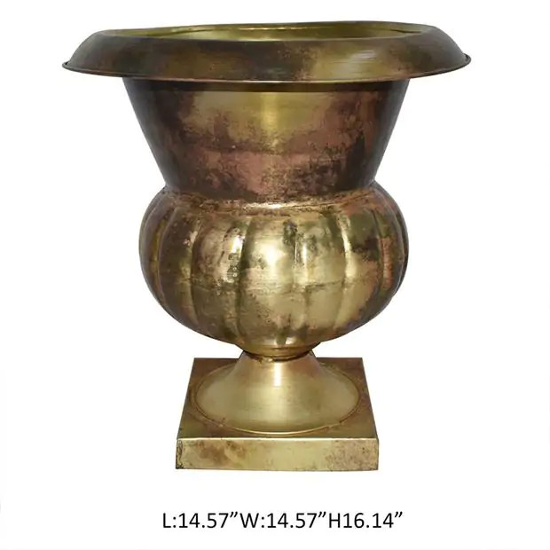 Antiqued Metal Wedding Urn Pot | Antique Farm House
