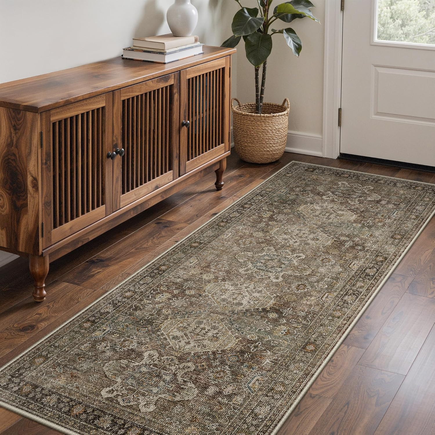 Washable Runner Rug 3x6, Non Slip Hallway Rug, Vintage Aesthetic Thin Low Pile Washable Carpet fo... | Amazon (US)