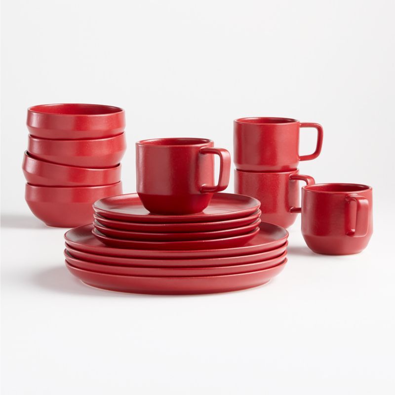 Visto 4-Piece Red Stoneware Place Setting | Crate and Barrel | Crate & Barrel