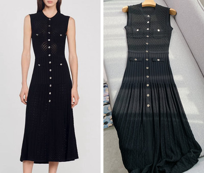 Sandro Sleeveless Knit Dress Round Neck Hollowed out Midi Dress for Ladies  | eBay | eBay US