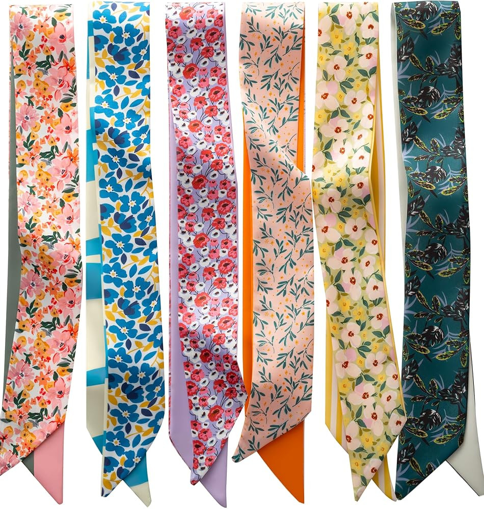 ZXZH 6 Pack Fashion Scarves for Women, Versatile Boho Head Scarf, Satin Scarf for Hair, Neck, Wri... | Amazon (US)