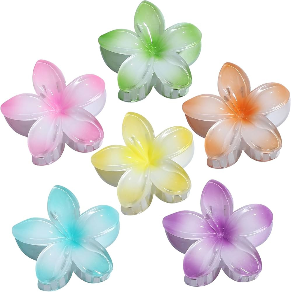 Sisiaipu Hawaiian Flower Hair Clips for Women 6 Pack Flower Hair Claw Clips Plumeria Claw Clips f... | Amazon (US)
