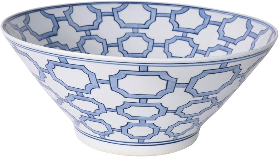 Misc Blue And White Octagonal Window Bowl - 15x15x6 Porcelain | Amazon (US)