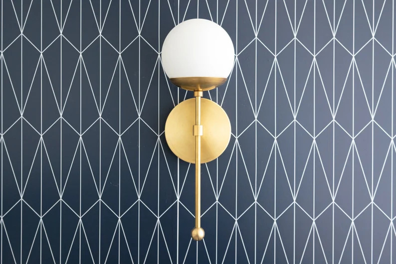 Globe Sconce  Brushed Nickel  Opal Globe  Globe Wall Light | Etsy | Etsy (US)