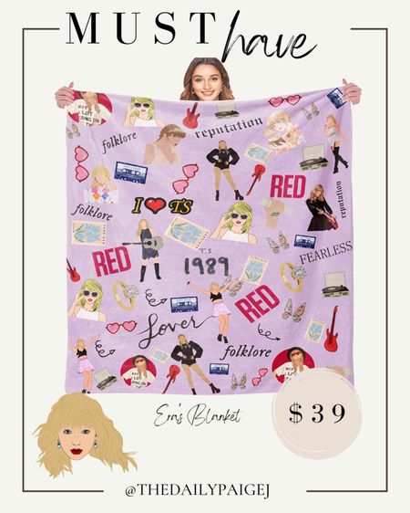 Traveling for the Ears tour? This would be the perfect blanket for the plane or even a hotel stay. This Taylor swift blanket is under $40 and has all the tours! Such a great gift too for a swiftie. 

Swiftie, Concert, Stadium Bag, Taylor Swift Concert, Lavender Haze, Concert outfit, Taylor Swift Concert Outfit, Lover Concert, Taylor Swift Eras, Taylor’s Version, Champagne Problems, Ted, Taylor Swift Gift, Swiftie Gift, Taylor Swift Blanket, 1989