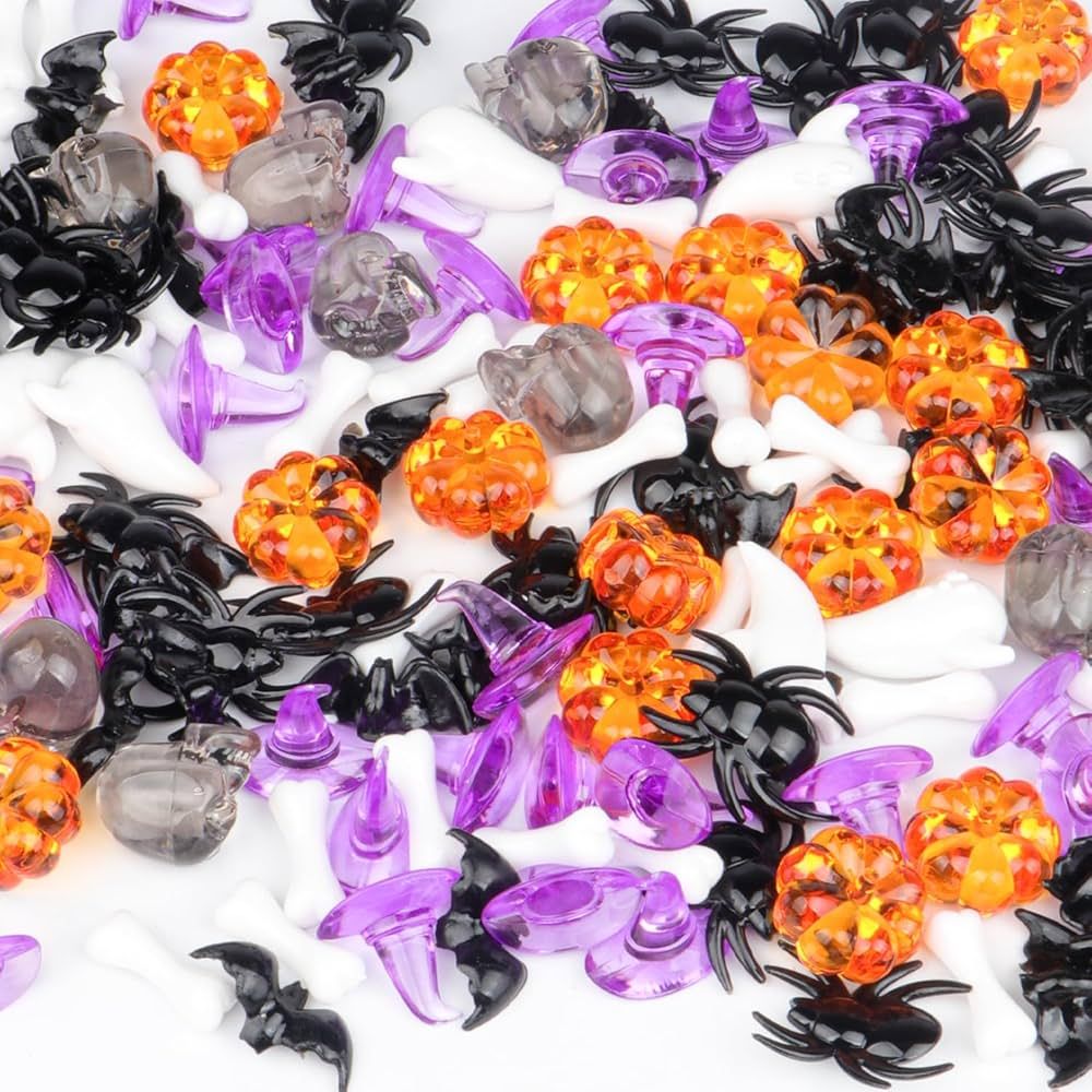 160 PCS Halloween Acrylic Spider Mini Pumpkins Bat Ghost Skull Hat Acrylic Sensory, Halloween Vas... | Amazon (US)