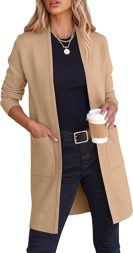 ANRABESS Cardigan Sweater for Women Casual 2024 Fall Fashion Coat Long Sleeve Open Front Knit Coa... | Amazon (US)