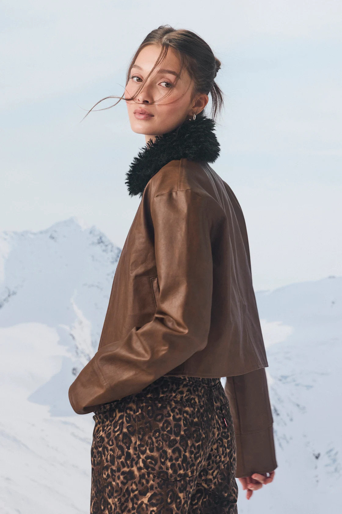 Valencia Brown Vegan Leather Faux Fur Jacket | Lulus