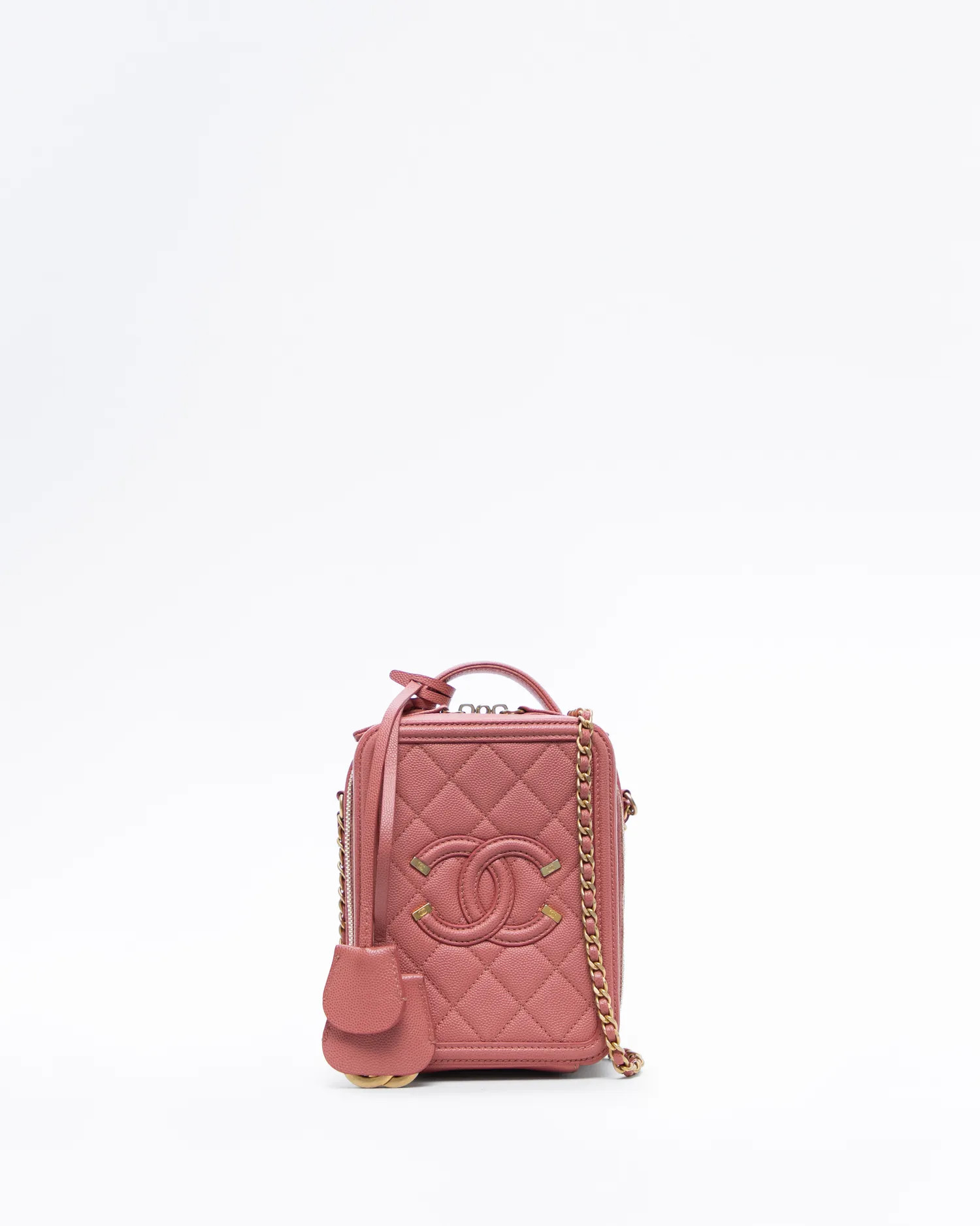 Caviar Quilted Filigree North South Vanity Case | Vivrelle