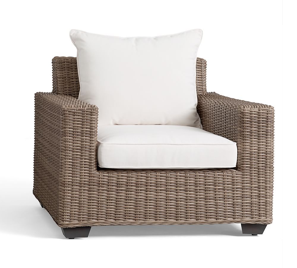 Torrey All-Weather Wicker Square Arm Lounge Chair | Pottery Barn (US)