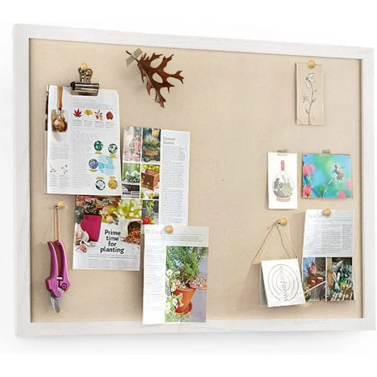 Sfugno Large Bulletin Board 23x18 inch with Linen Wood Boards Wall Decor Hanging Pin Wood Framed ... | Walmart (US)