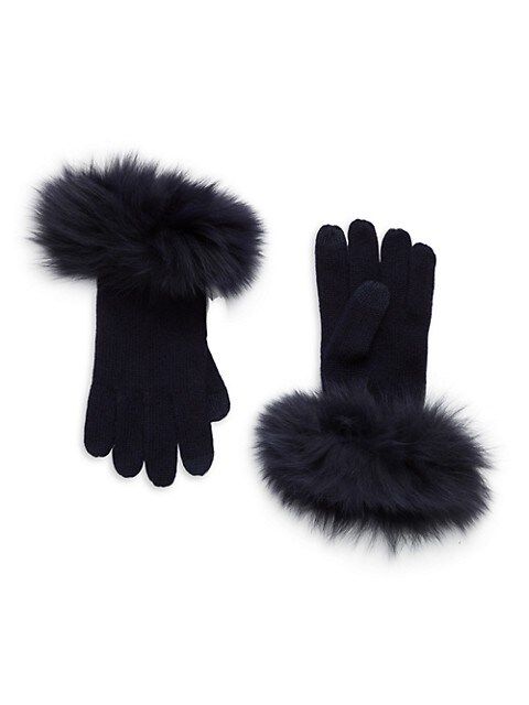 Amicale Fox Fur-Trim Cashmere Gloves on SALE | Saks OFF 5TH | Saks Fifth Avenue OFF 5TH