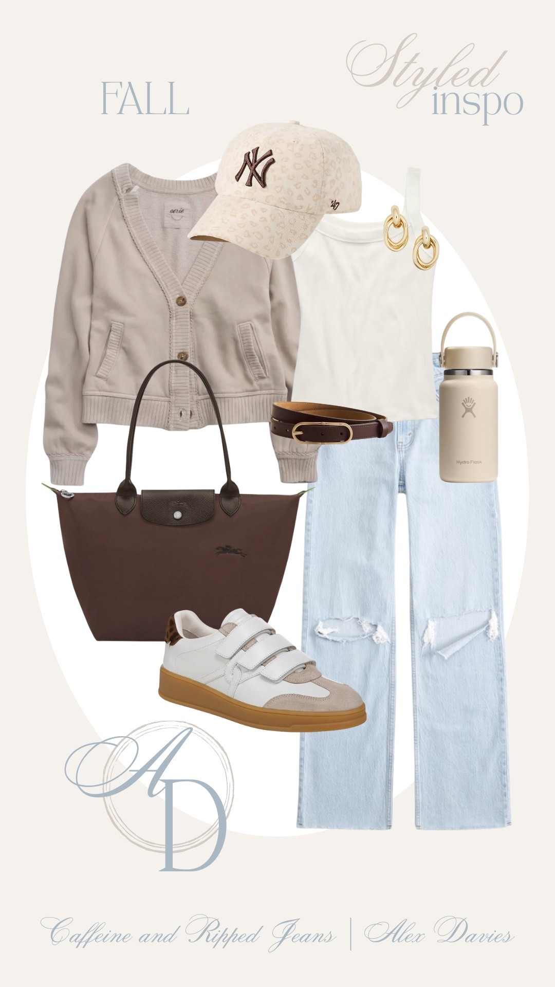// fall outfit inspo // cardigan // straight leg relaxed jeans // distressed denim // leopard hat // neutral hat // brown bag // sneakers // mini hydroflask // 

#LTKStyleTip #LTKFindsUnder50 #LTKSeasonal