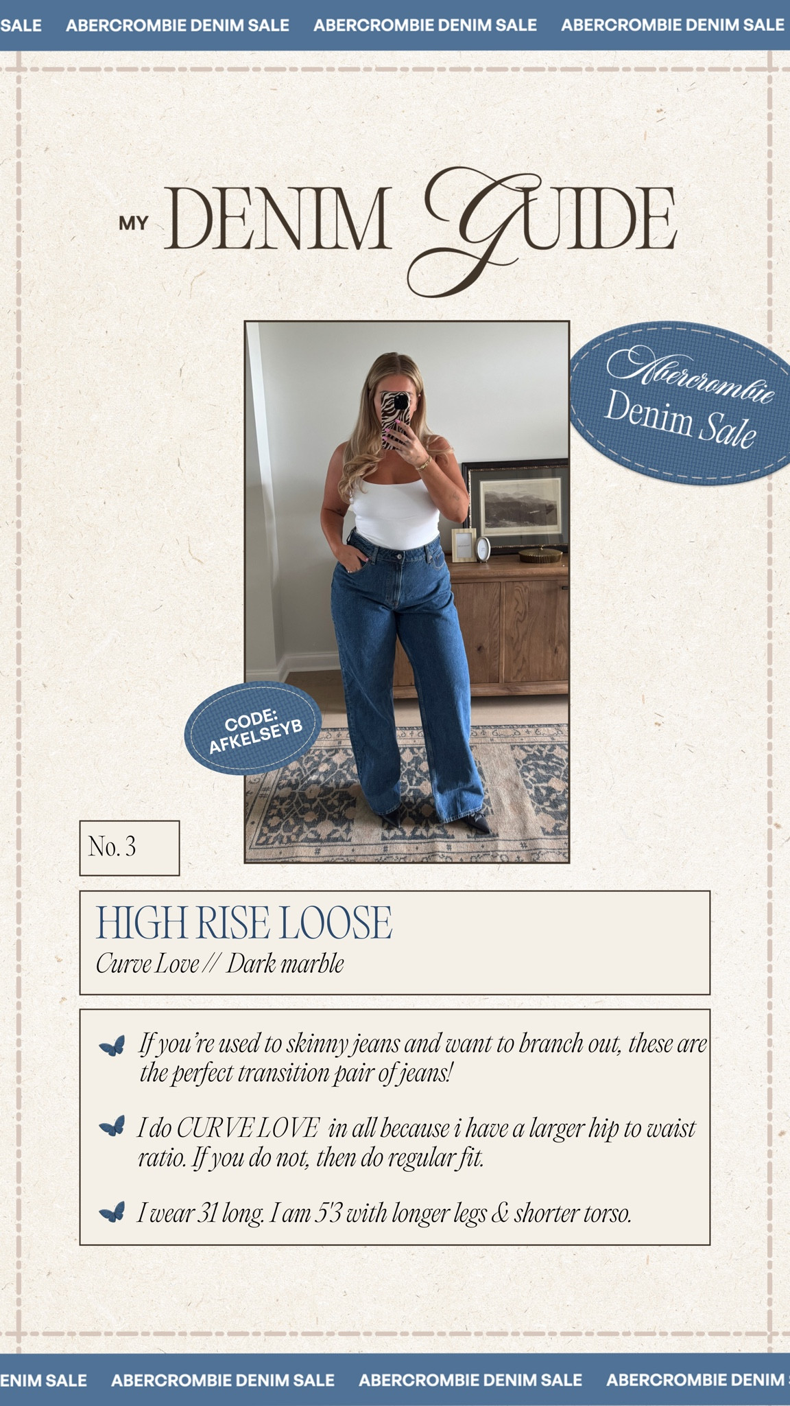 My denim guide🤍 All denim on sale and free returns. CODE: AFKELSEYB This guide is pre pregnancy photos and notes  

#LTKootd #LTKMidsize