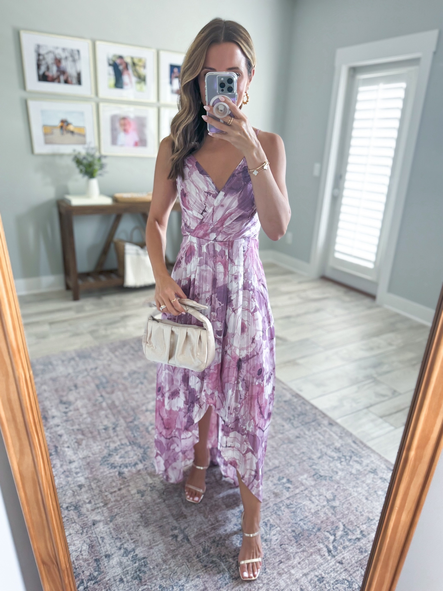 Wedding Guest Dress. Summer wedding guest. Fall wedding guest. High-low dress. Faux wrap dress in XS. Straps are adjustable. Cocktail dress. Party dress. Amazon gold heels are TTS. 

#LTKParties #LTKWedding #LTKTravel