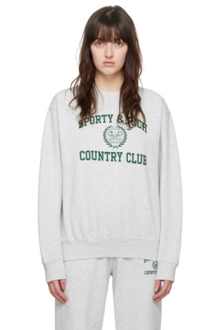 Gray Varsity Crest Sweatshirt | SSENSE