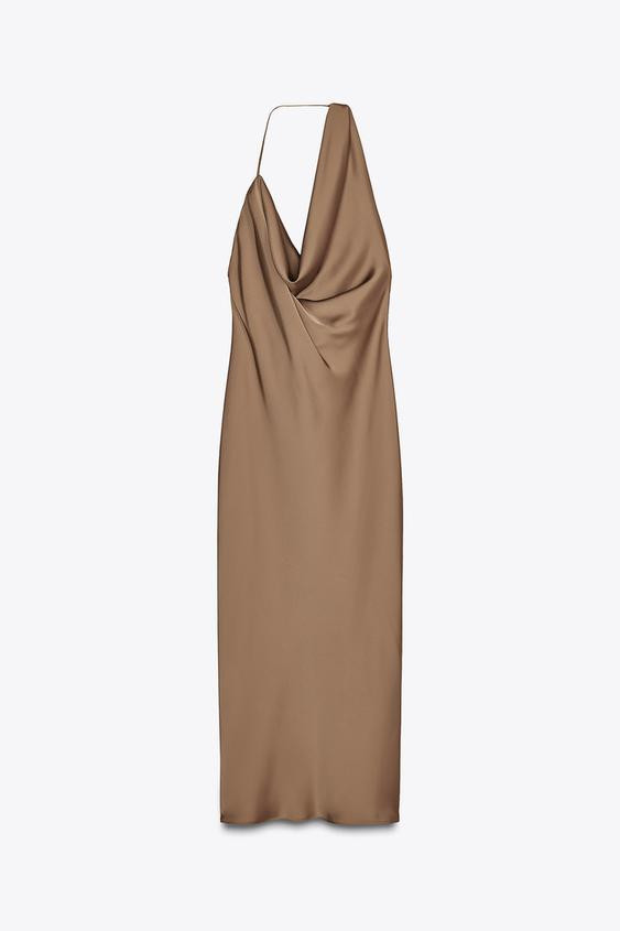 ASYMMETRIC SATIN MIDI DRESS | Zara UK