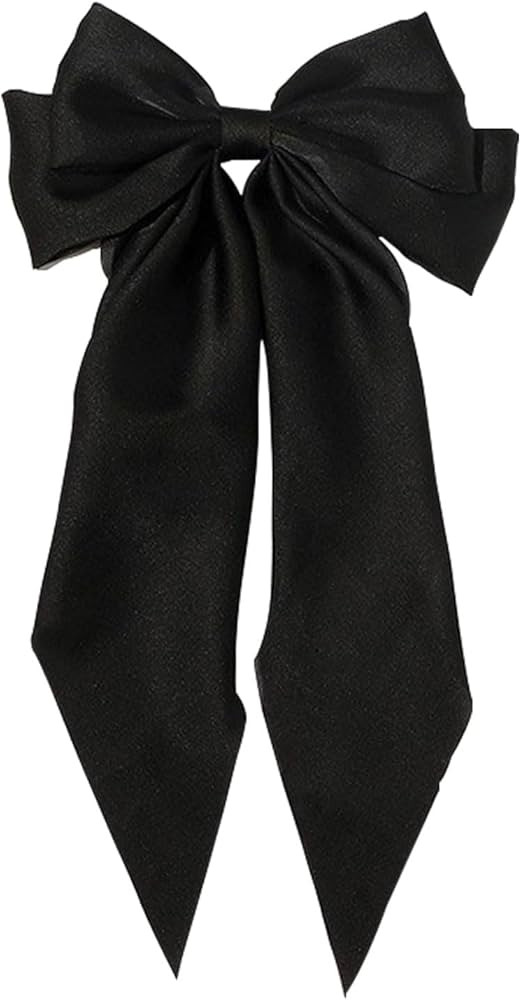 Big Layered Black Hair Bows for Women, Silky Bow Hair Clips with Long Tail, Large Ribbon Bows for... | Amazon (CA)